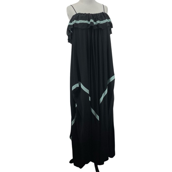 BCBGMaxazria Size S SILK Maxi Dress Black Blue Whimsical Evening Gown Dark Fairy - Picture 3 of 10